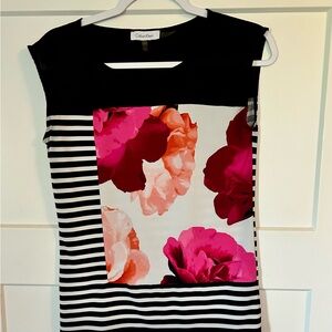 Calvin Klein Black patterned floral sleeveless top